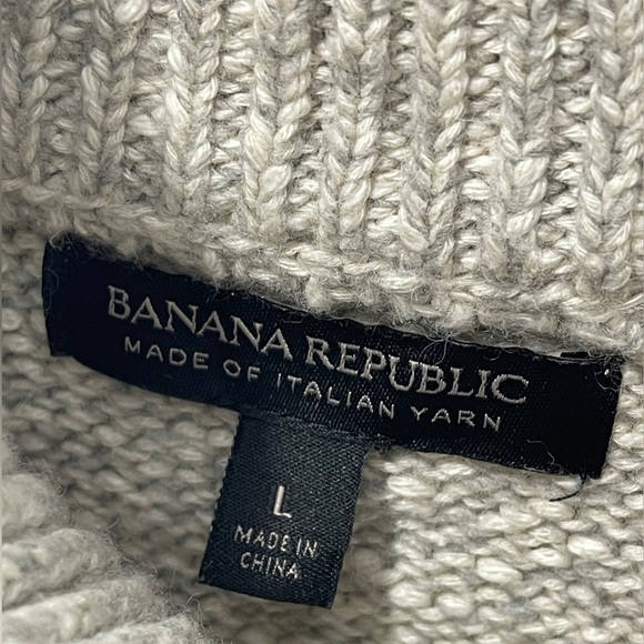 Banana Republic Cotton Wool Blend Marled Full Zip Sweater Pockets Double Zipper - Picture 4 of 5